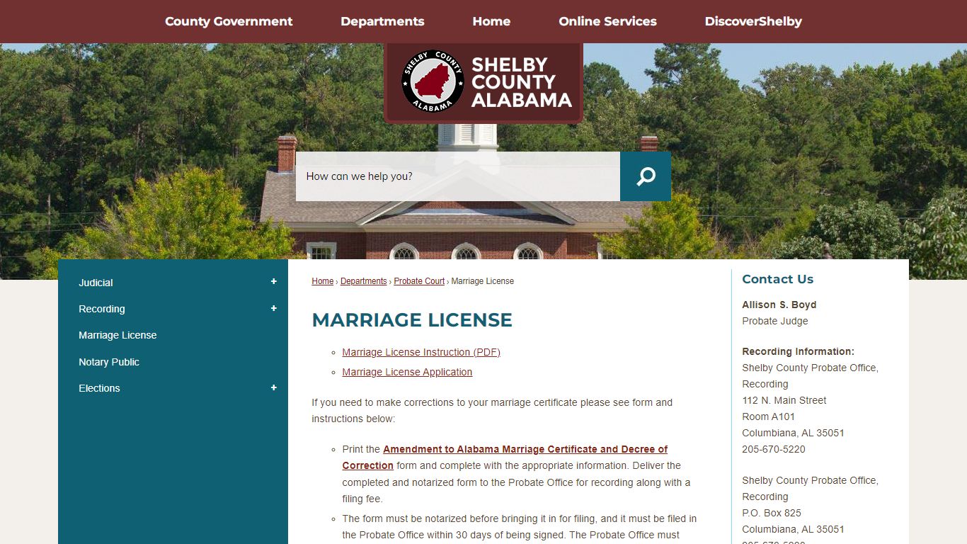 Marriage License | Shelby County, AL - Official Website